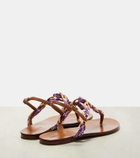 Dolce&Gabbana Majolica leather-trimmed satin thong sandals