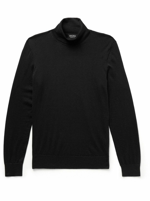 Photo: Zegna - Cashmere and Silk-Blend Rollneck Sweater - Black
