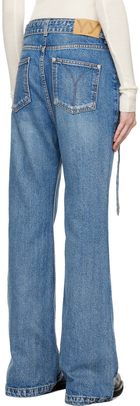 OPEN YY Blue Belted Loose Bootcut Jeans