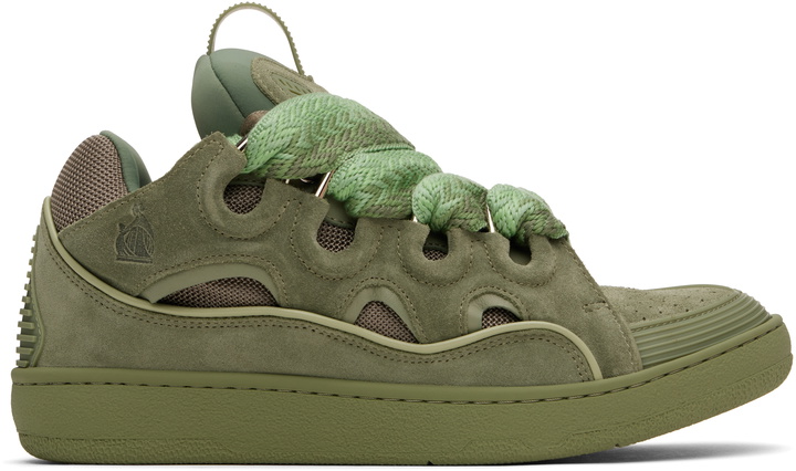 Photo: Lanvin Khaki Curb Leather Sneakers