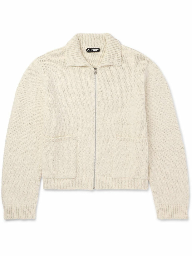 Photo: Cherry Los Angeles - Organic Cotton Zip-Up Cardigan - Neutrals