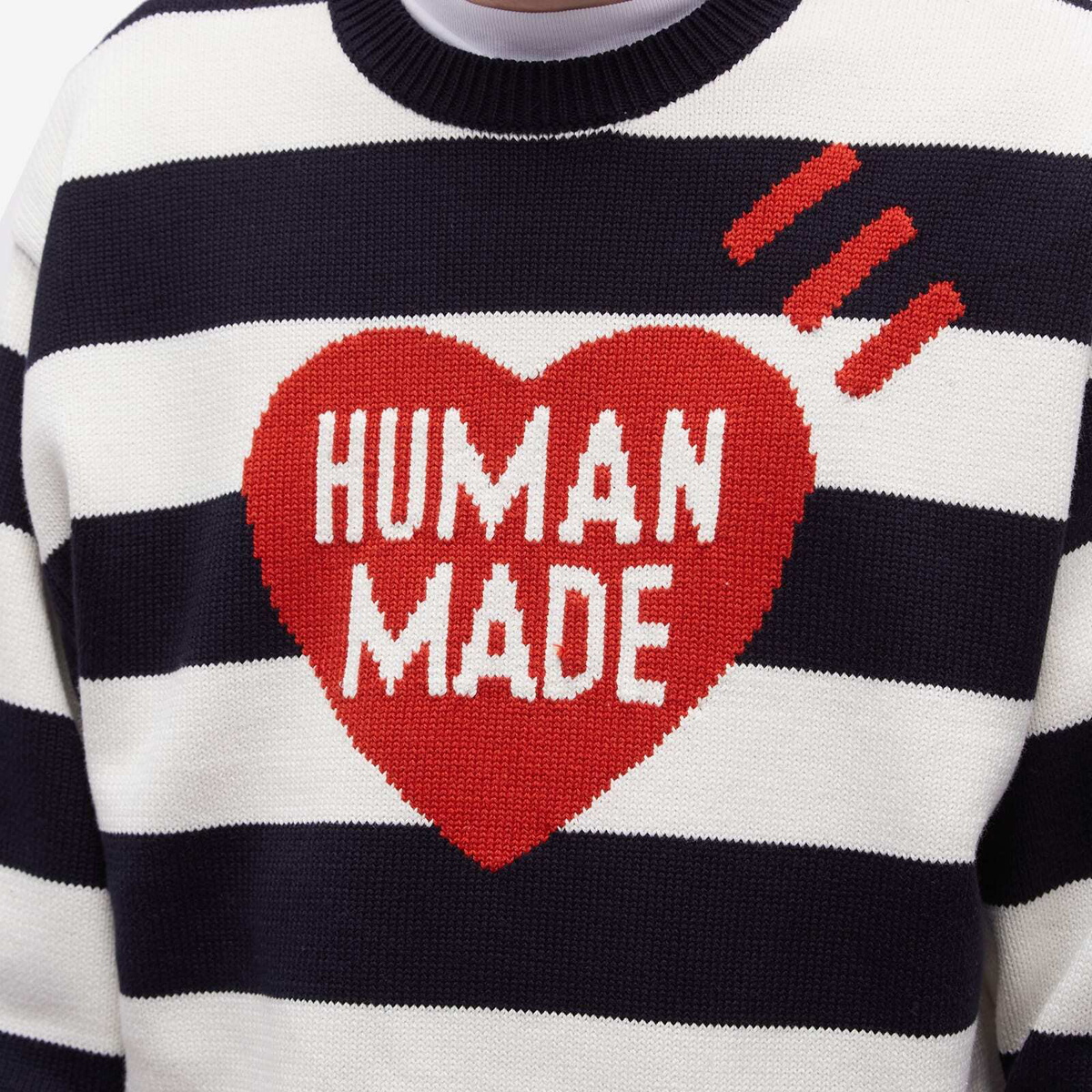 Human Made Men's Striped Heart Knit Sweater in Navy