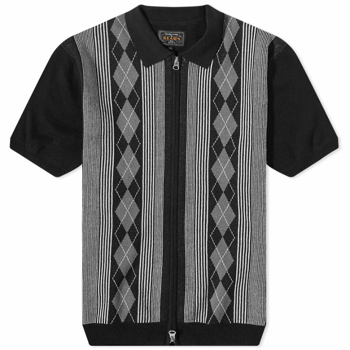 Photo: Beams Plus Men's Zip Stripe Polo Shirt Knit in Black