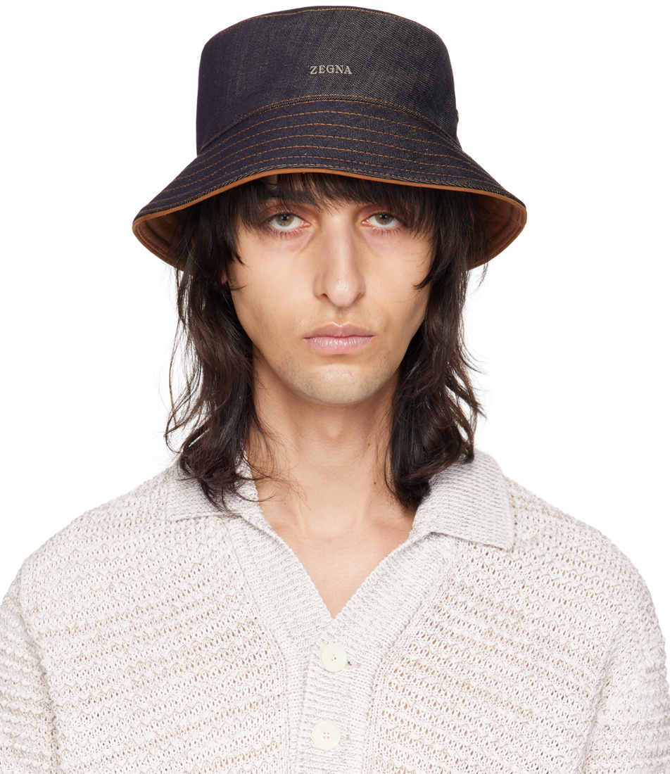 ZEGNA Indigo Denim Bucket Hat Zegna