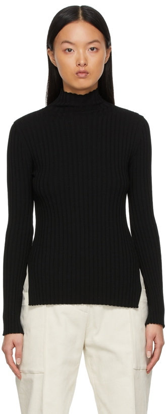 Photo: DRAE Black Rayon Mock Neck Sweater