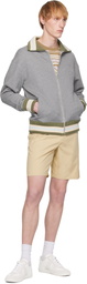Maison Kitsuné Gray Varsity Zipped Bomber Jacket