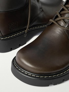 LOEWE - Sierra Logo-Debossed Leather Boots - Brown