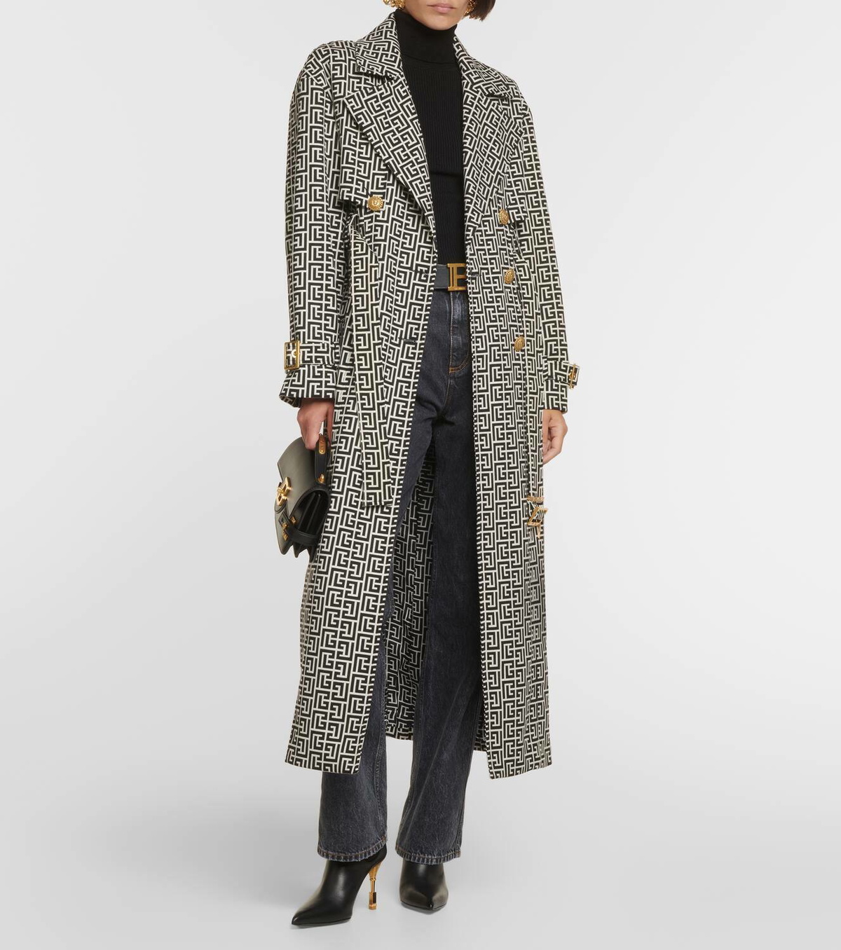 Balmain Monogram jacquard trench coat Balmain