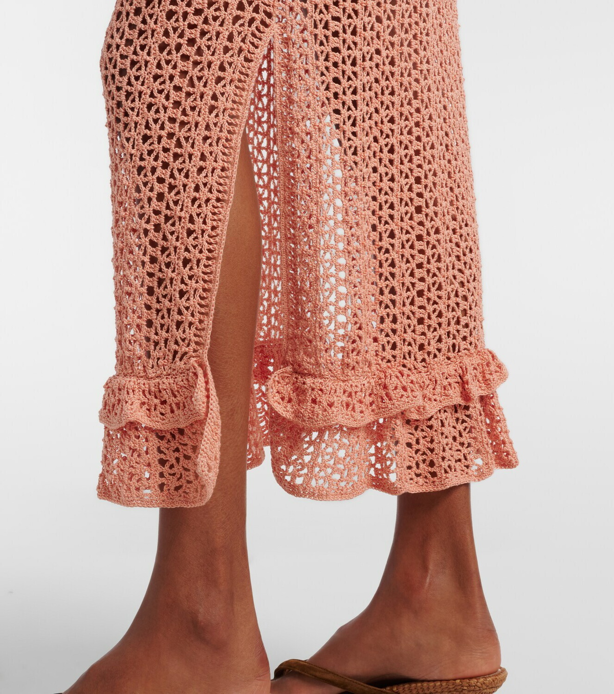 Anna Kosturova Rosette crochet cotton midi skirt