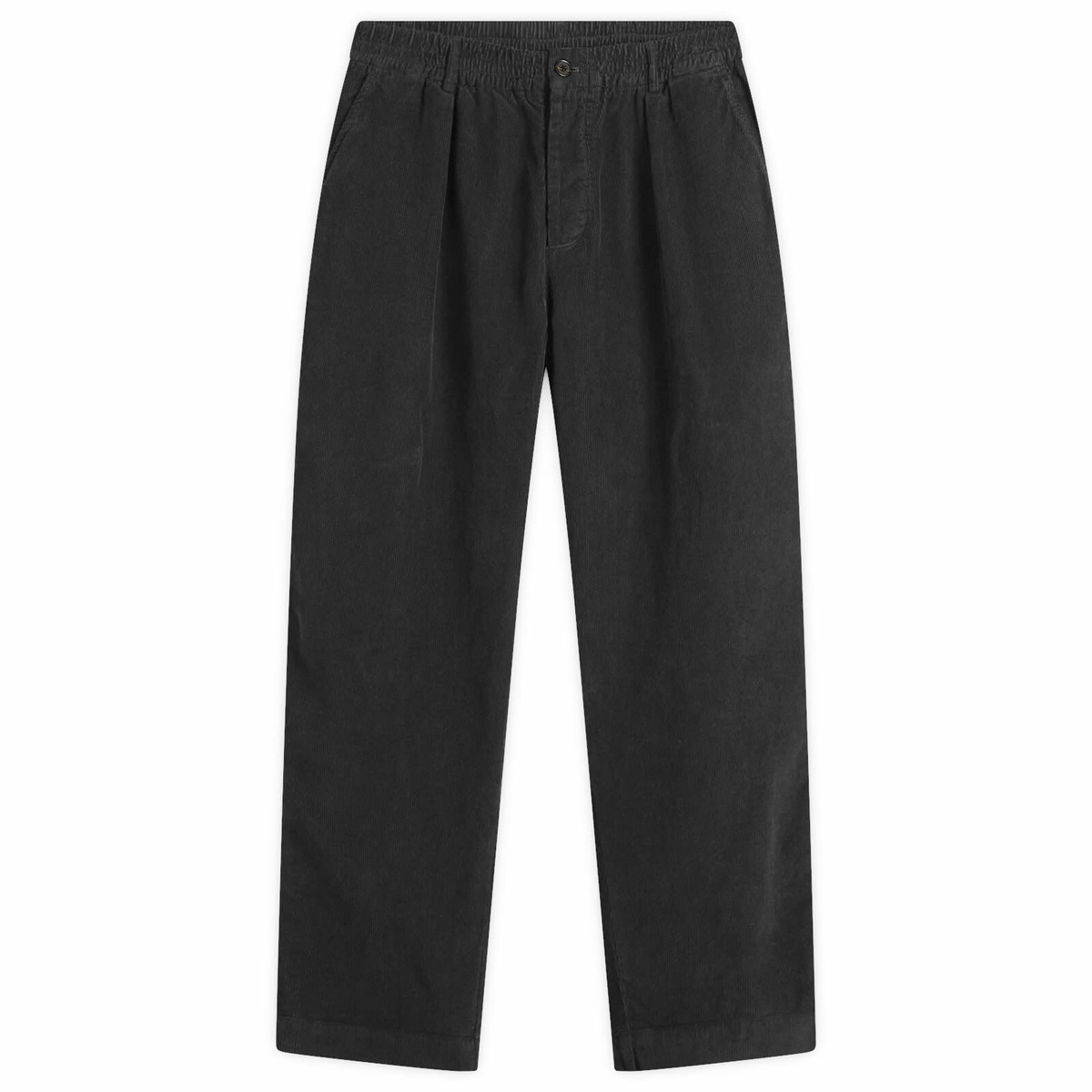 Universal Works Men's Cat Cord Pleated Track Pant in Black