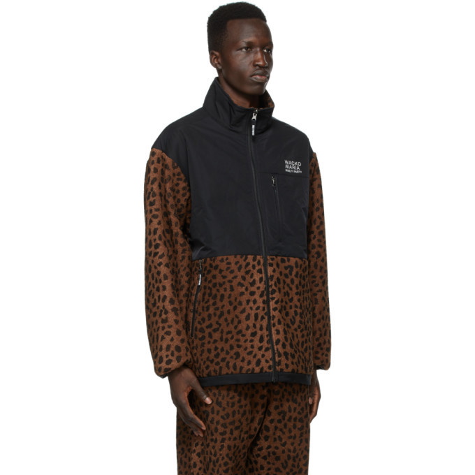 WACKO MARIA Brown and Black Fleece Leopard Jacket