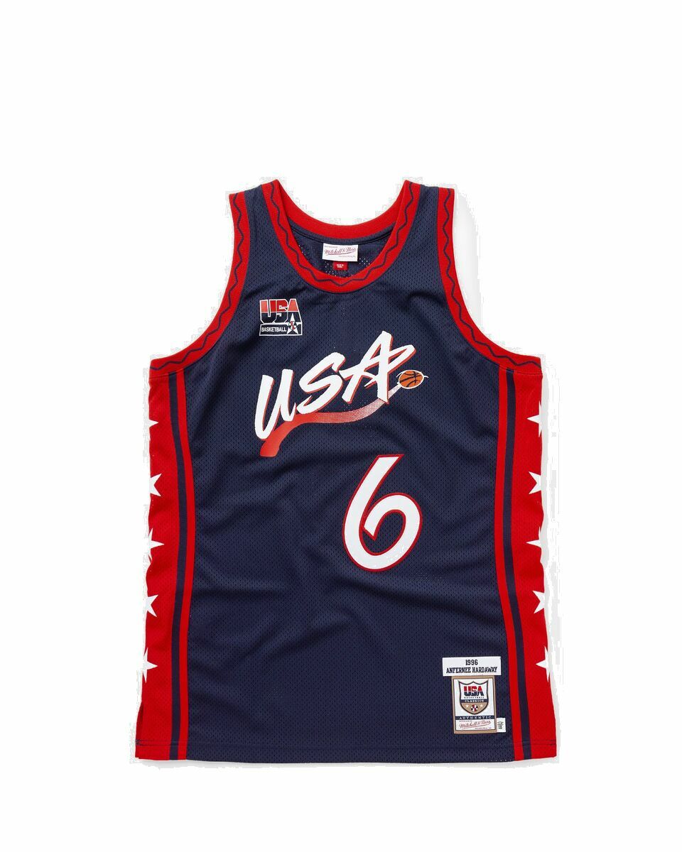 Photo: Mitchell & Ness Team Usa   Hardaway   Authentic Shooting Shirt Blue - Mens - Jerseys