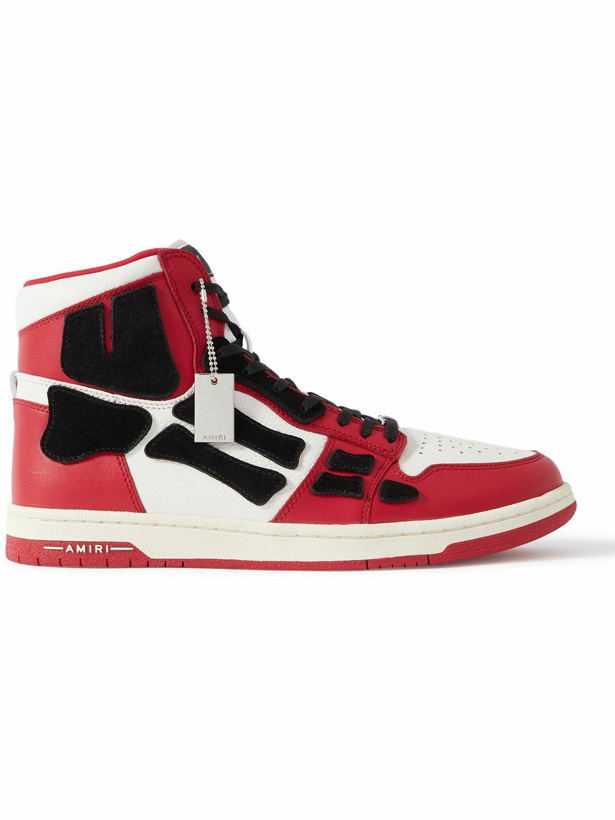 Photo: AMIRI - Skel-Top Colour-Block Leather and Suede High-Top Sneakers - Red