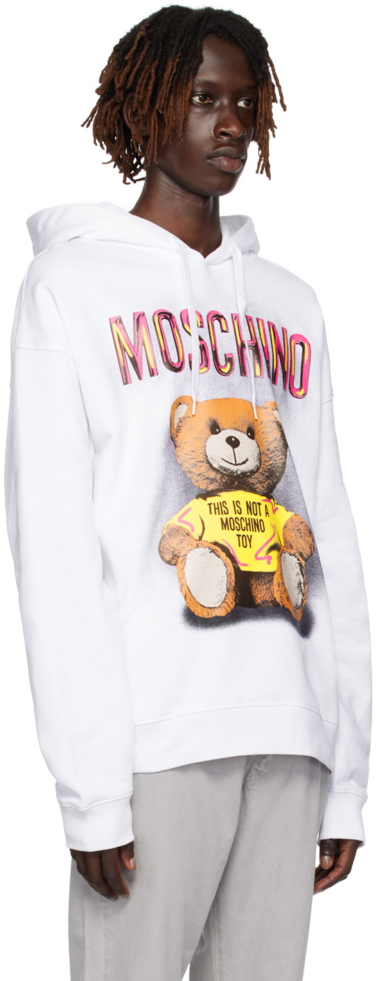 Moschino White Printed Hoodie