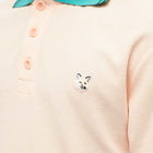 Maison Kitsuné Men's Tonal Fox Head Patch Polo Shirt in Peach