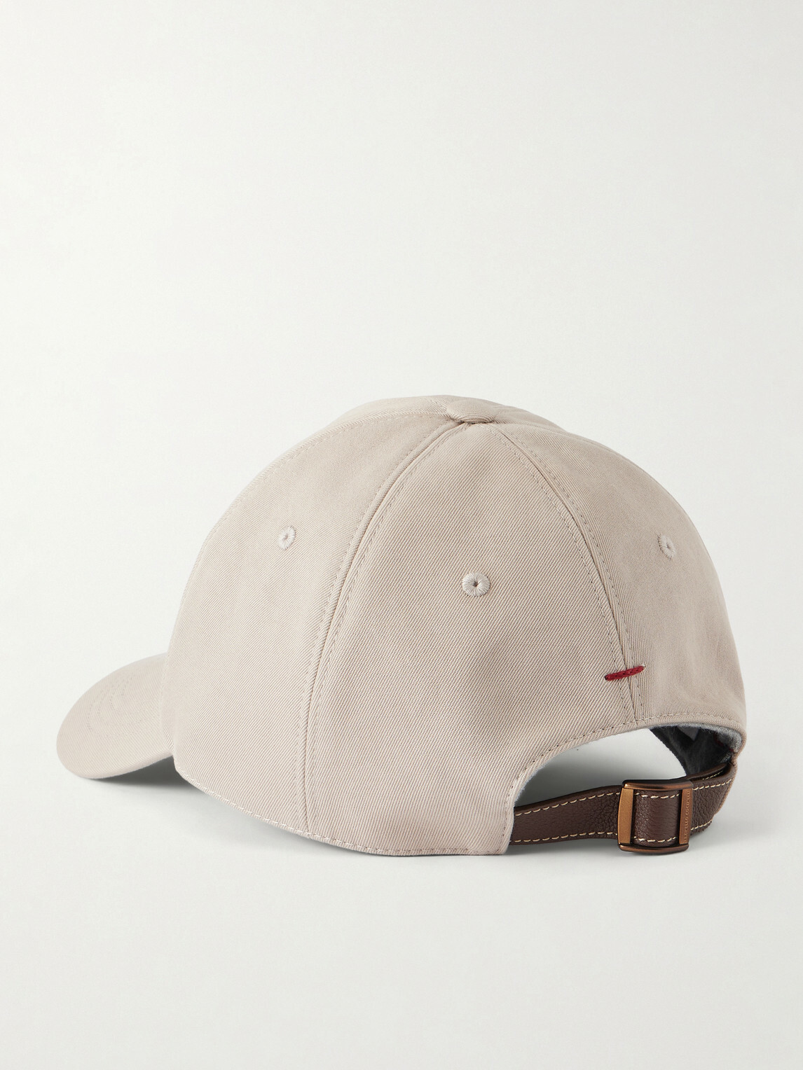 Brunello Cucinelli - Logo-Embroidered Leather-Trimmed Cotton-Twill Baseball Cap - Neutrals
