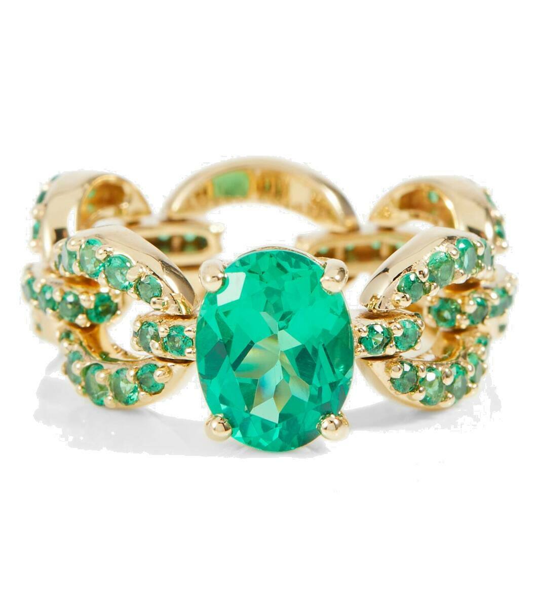Nadine Aysoy Catena Petite 18kt gold ring with emeralds Nadine Aysoy