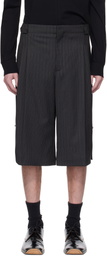 Mugler Gray Pinstripe Pierced Tailored Shorts