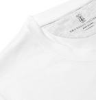 Brunello Cucinelli - Panelled Striped Cotton-Jersey T-Shirt - White