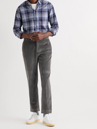 OFFICINE GÉNÉRALE - Owen Tapered Belted Cotton-Blend Corduroy Trousers - Gray