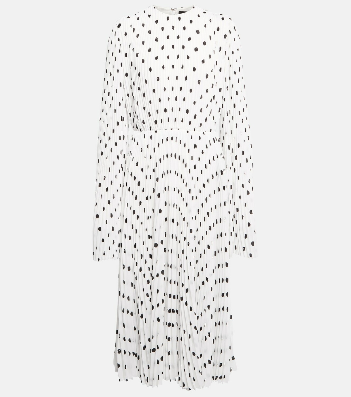 Balenciaga - Polka-dot pleated crêpe midi dress Balenciaga