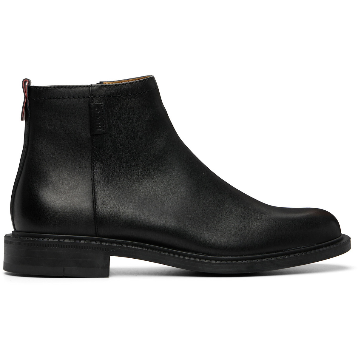 Hugo Black Leather Logo Trim Boots