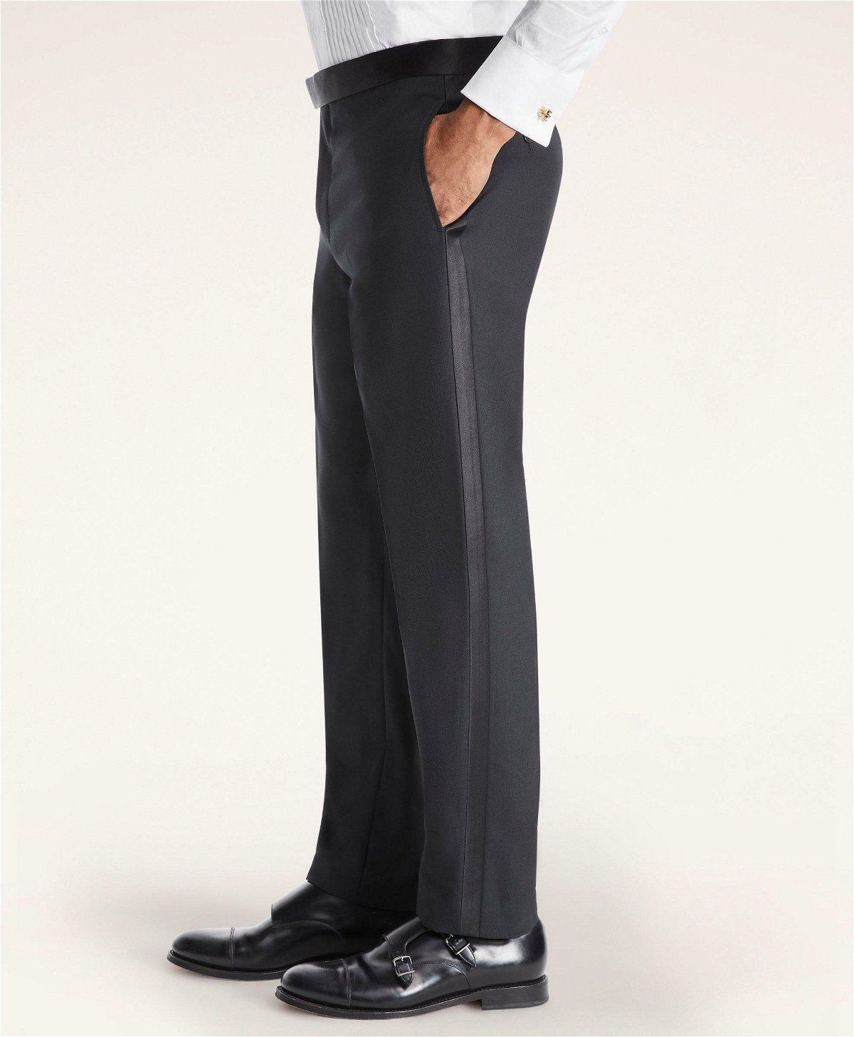 Men's tuxedo pants in black wool gabardine | Golden Goose
