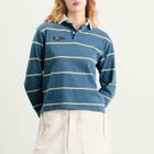 SUNDAYFRUITMARKET Women's Sun Stripe Polo Top in Blue