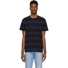 A.P.C. Black and Navy Striped Archie T-Shirt