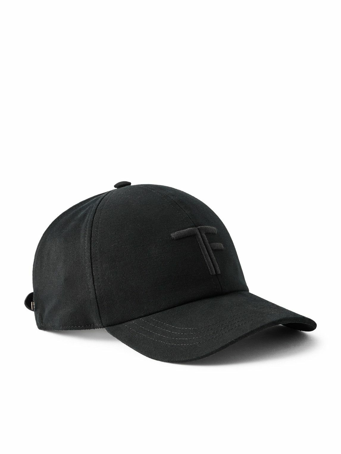TOM FORD - Leather-Trimmed Logo-Embroidered Cotton-Twill Baseball Cap - Black