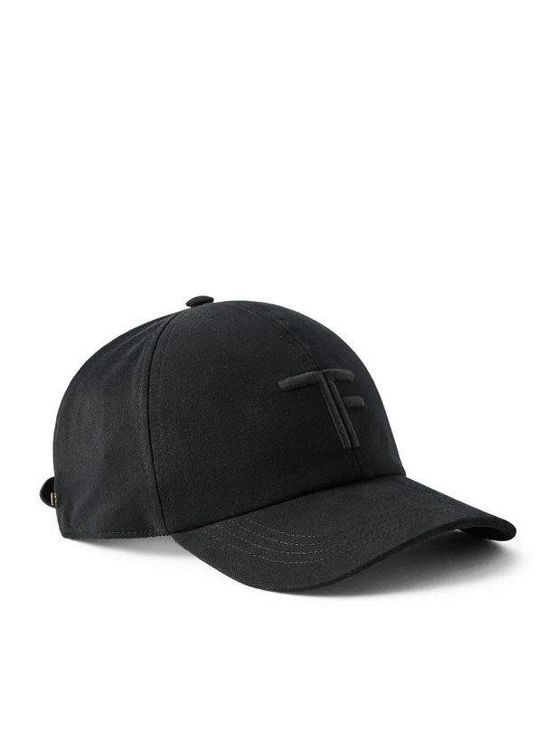 Photo: TOM FORD - Leather-Trimmed Logo-Embroidered Cotton-Twill Baseball Cap - Black