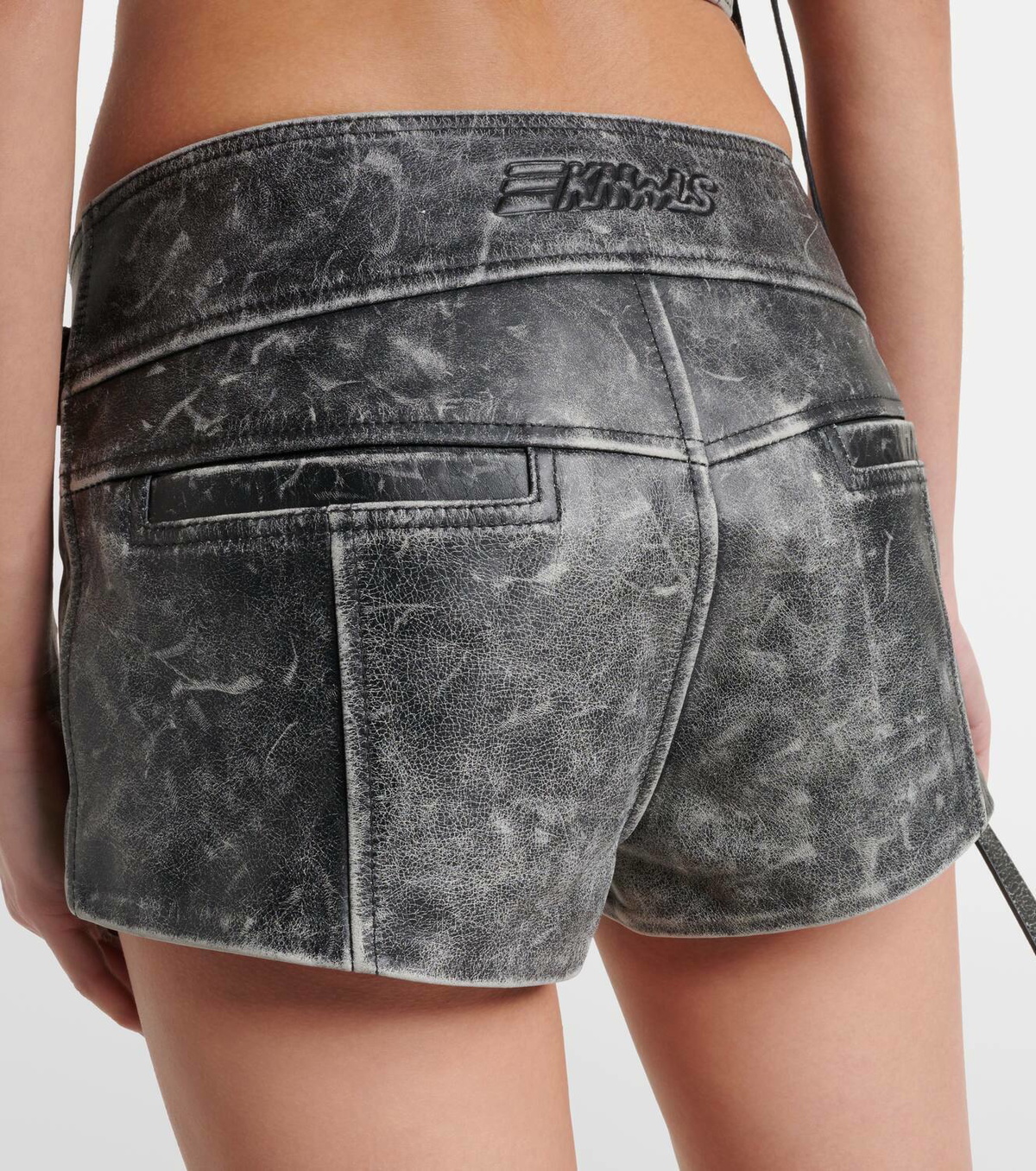 KNWLS Nihil Moto low-rise leather shorts