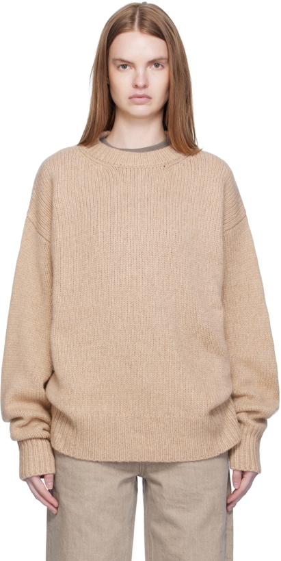 Photo: Arch The Beige Crew Neck Oversized Sweater