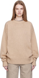 Arch The Beige Crew Neck Oversized Sweater