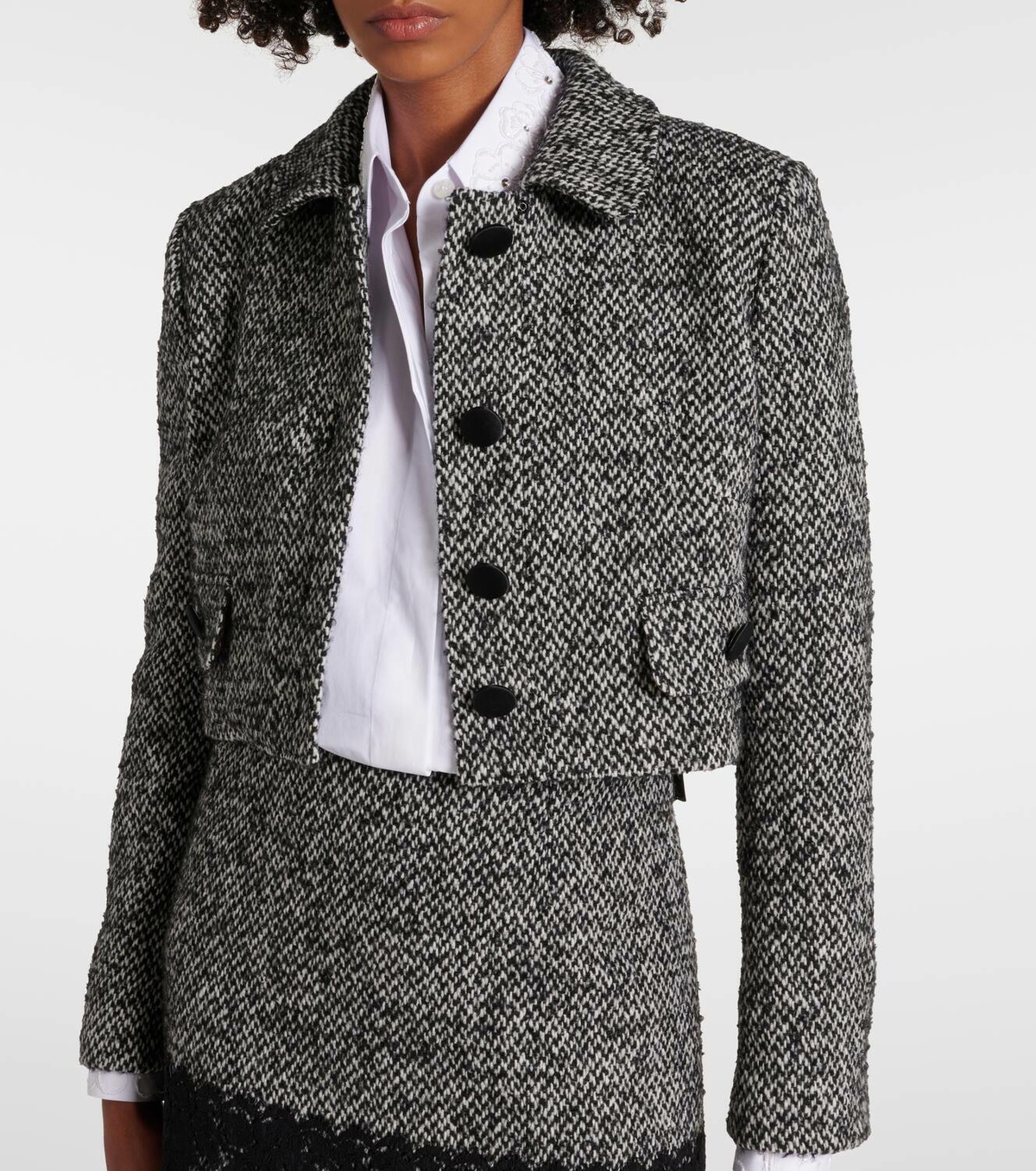 DOLCE & GABBANA ツイードジャケット Short raschel tweed jacket in Black for Women | Dolce&Gabbana® US