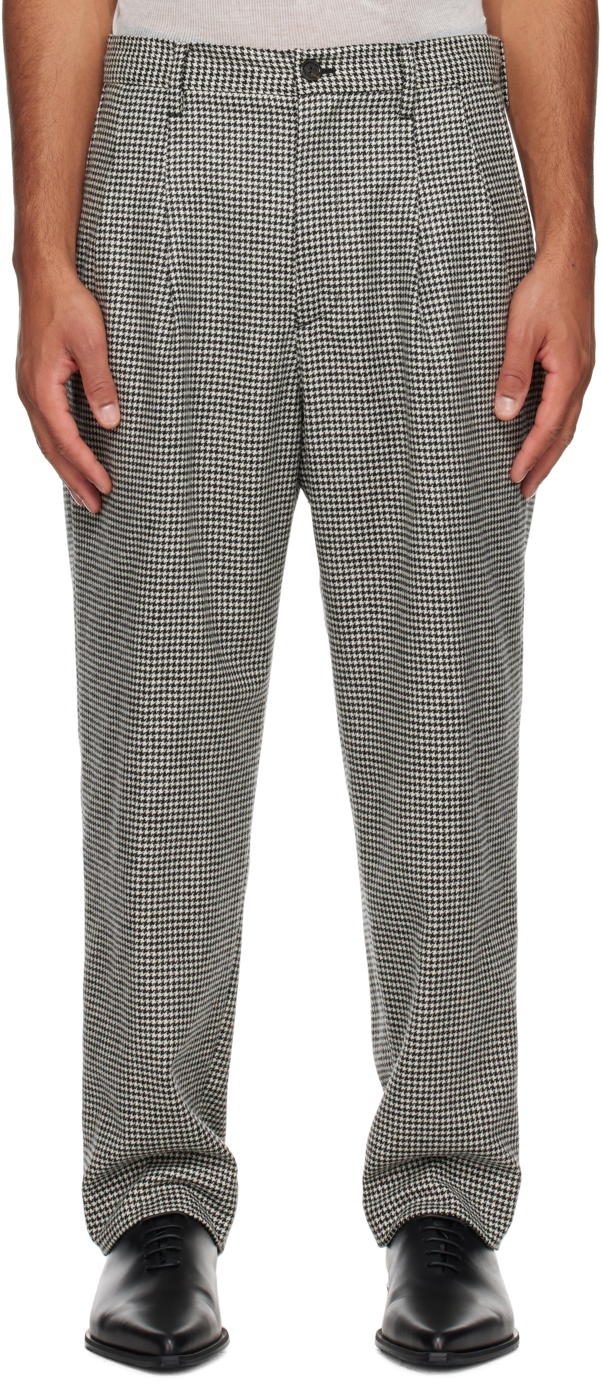 TAKAHIROMIYASHITA TheSoloist. White & Black Two Tuck Front Trousers