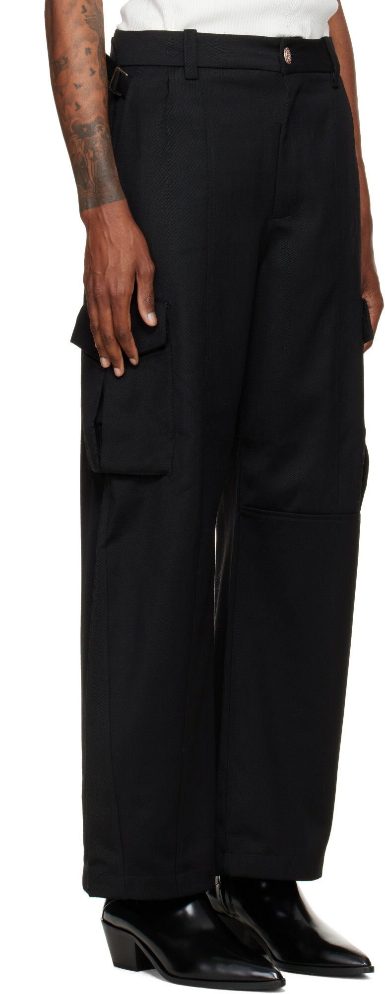 NULLUS Black Low Poly Shift Cargo Pants