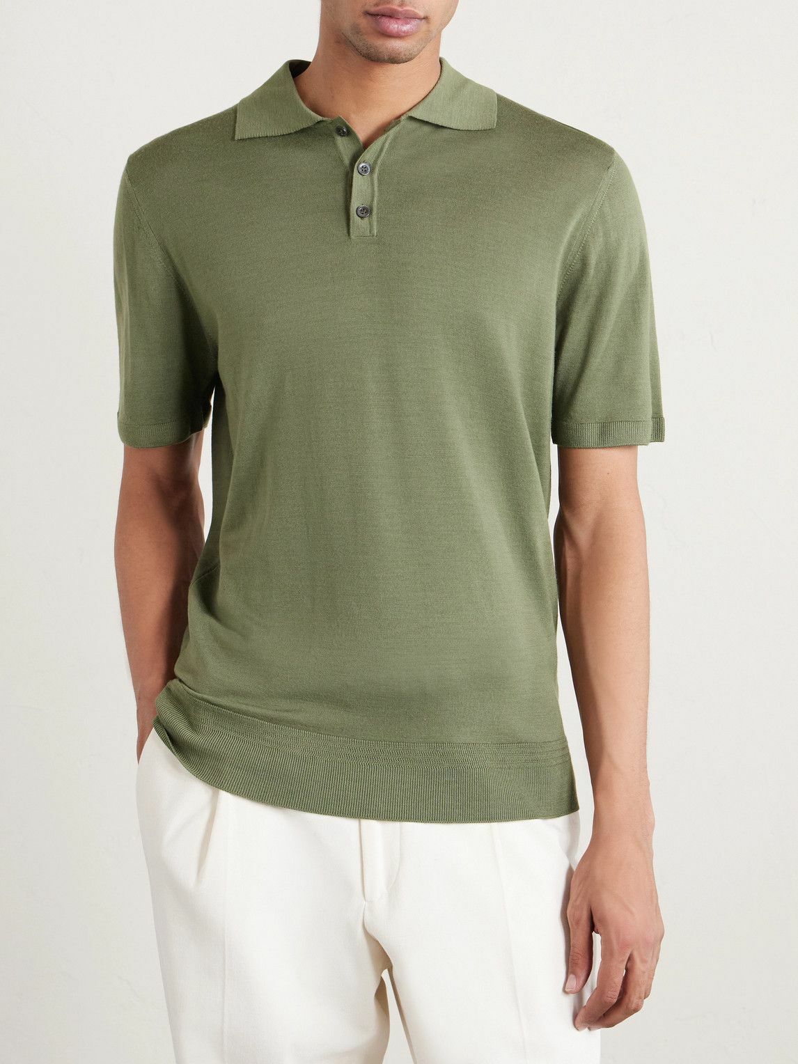 Barena - Marco Merino Wool Polo Shirt - Green