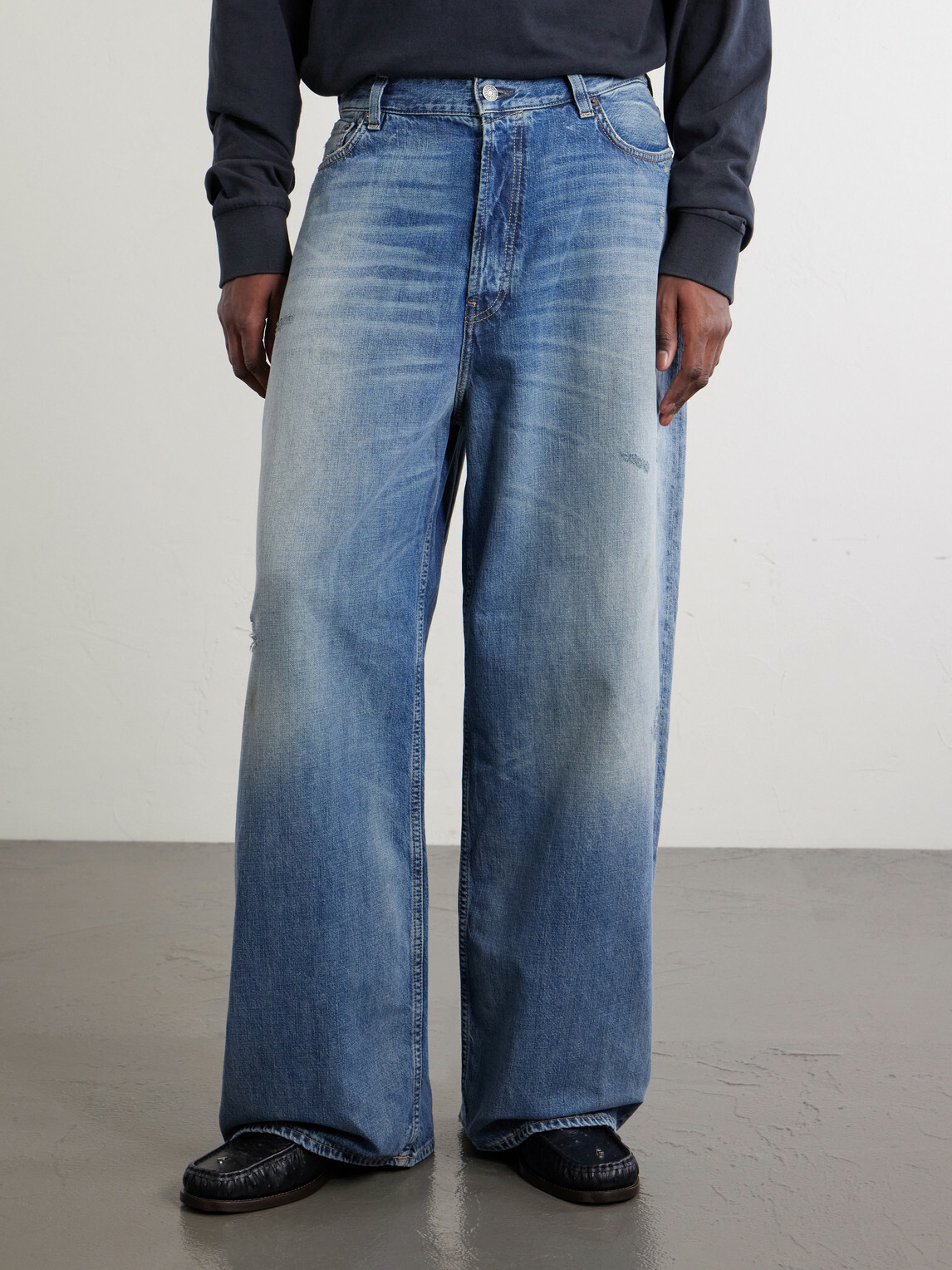 Acne Studios - 2023 Wide-Leg Distressed Jeans - Blue Acne Studios