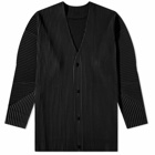 Homme Plissé Issey Miyake Men's Pleated Cardigan in Black