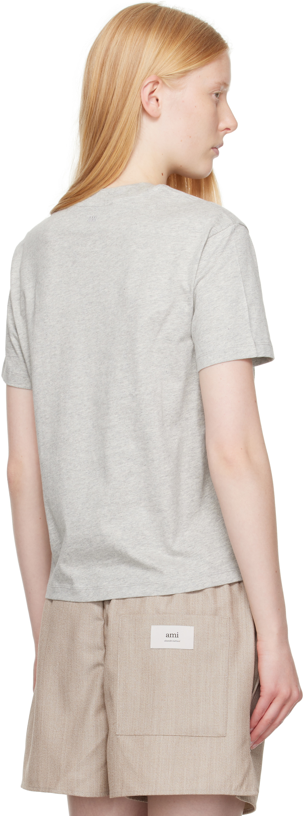Tシャツ・カットソー Ami Paris T-Shirt Ami De Coeur Grey In Cotton Ami De Cœur cotton jersey T-shirt in grey - Ami Paris
