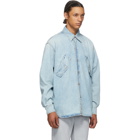 Marcelo Burlon County of Milan Blue Denim Rural Cross Shirt