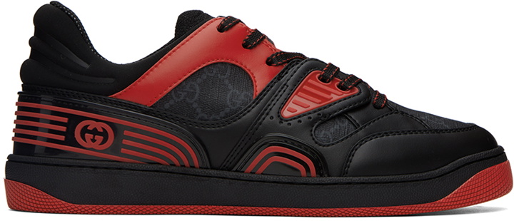 Photo: Gucci Black & Red Basket Low Sneakers