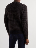 Brioni - Houndstooth Silk, Wool and Cashmere-Blend Sweater - Brown