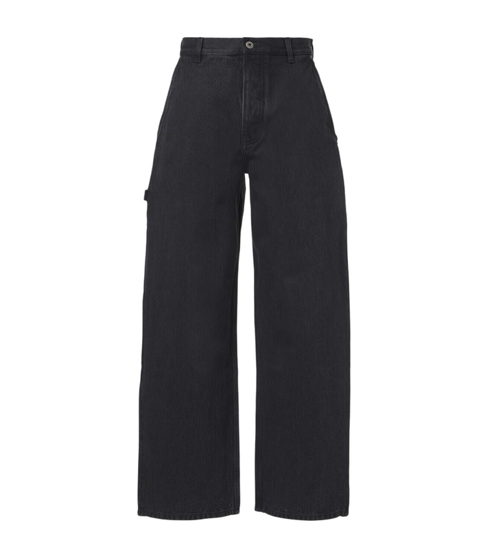 Photo: Loewe Leather-trimmed wide-leg jeans