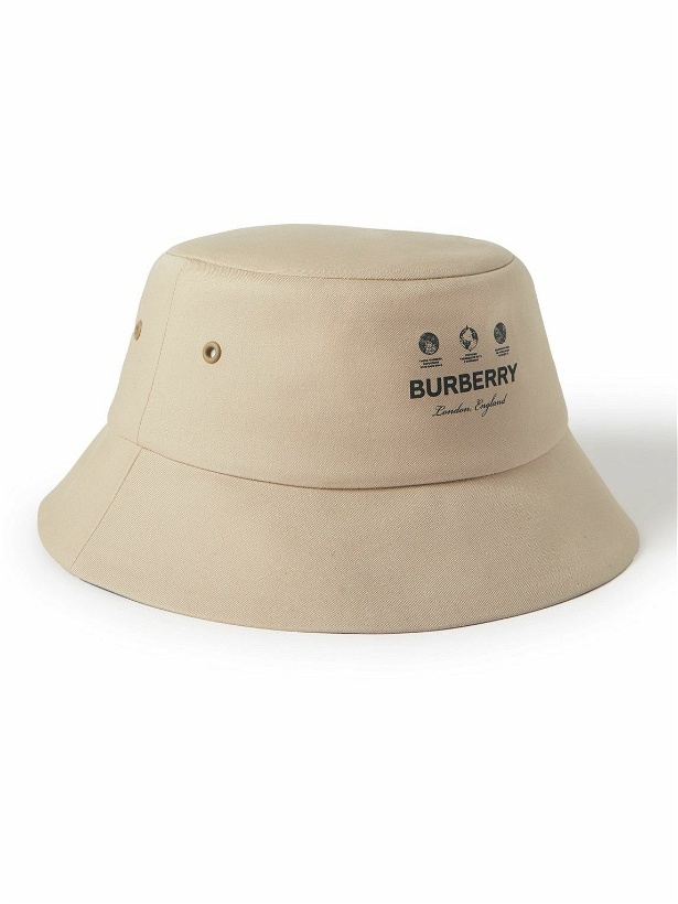 Photo: Burberry - Reversible Logo-Print Checked Cotton-Twill Bucket Hat - Neutrals