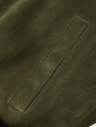 Bottega Veneta - Intrecciato Leather-Trimmed Suede Bomber Jacket - Green