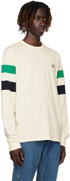 Fred Perry Off-White Paneled Long Sleeve T-Shirt