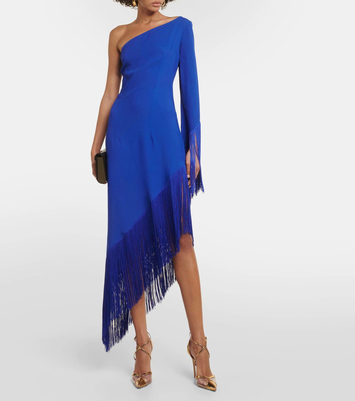 Taller Marmo Aventador Fringed One Shoulder Midi Dress Taller Marmo