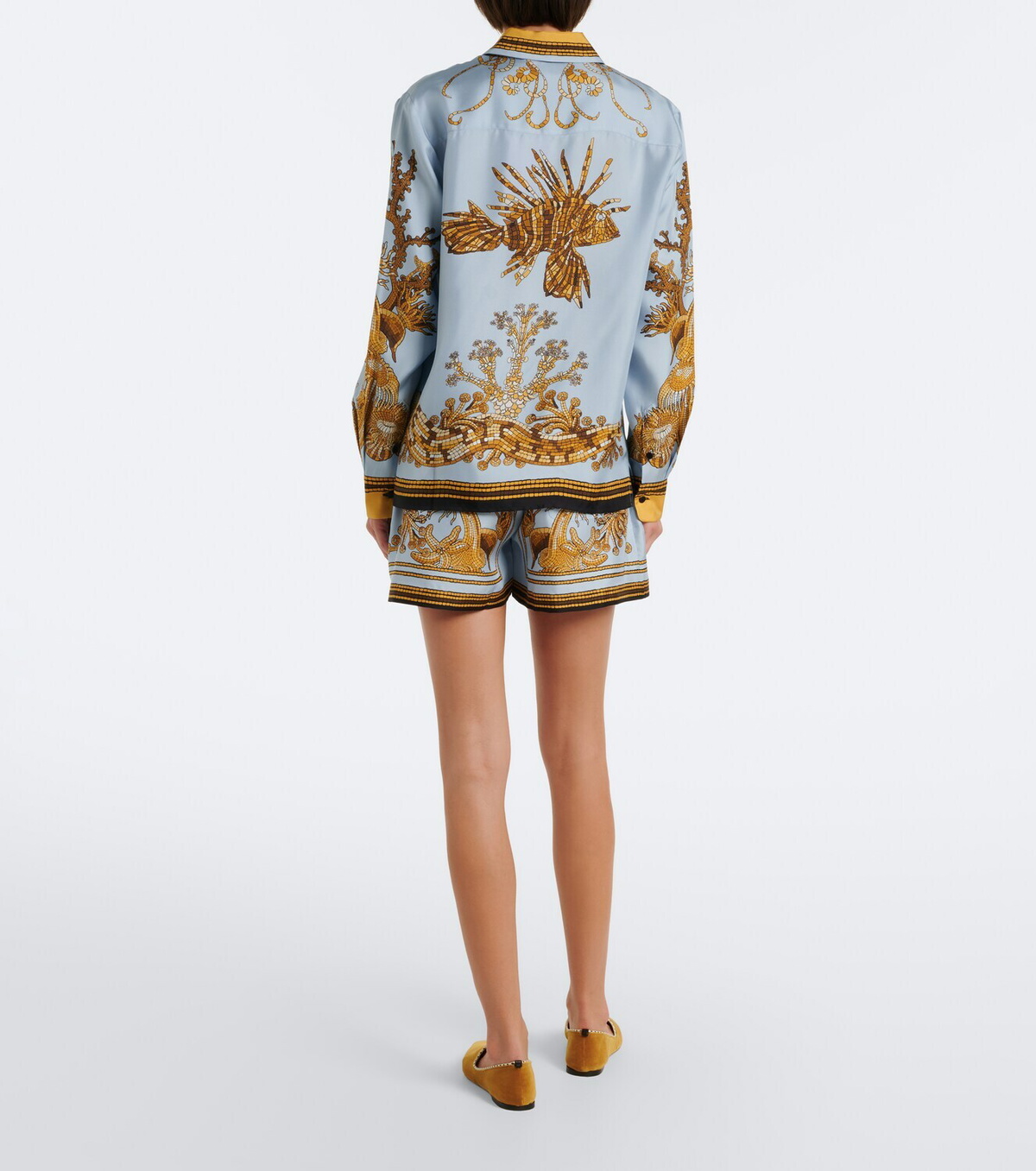 La DoubleJ Pull-Up printed silk twill shorts